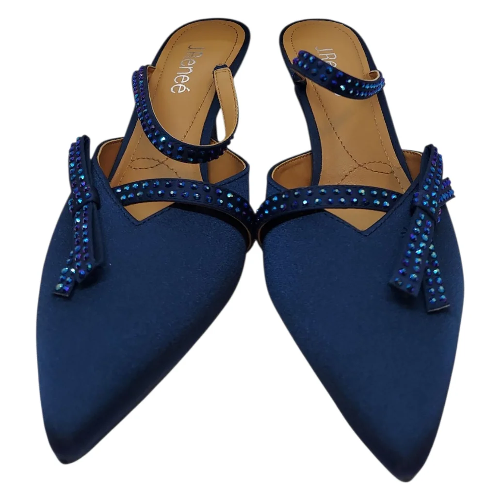 J.Renee Navy Blue Slingback Heels Women's Size 7 1/2W